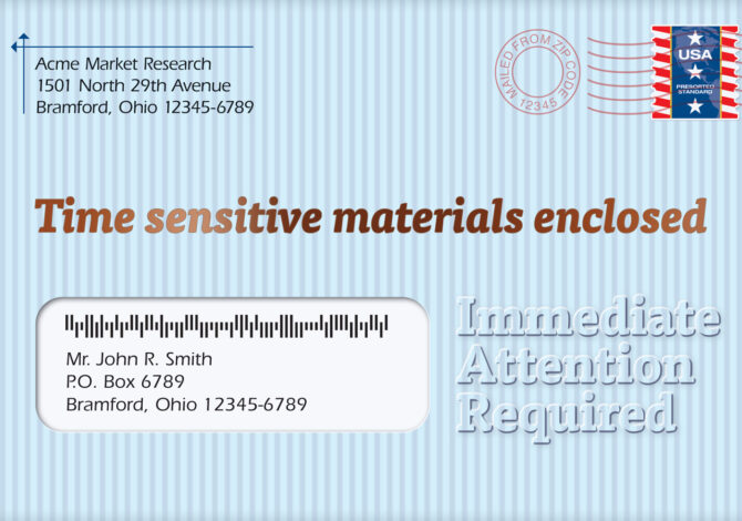 TEN groove embossed envelope for direct mail from Tension Envelope