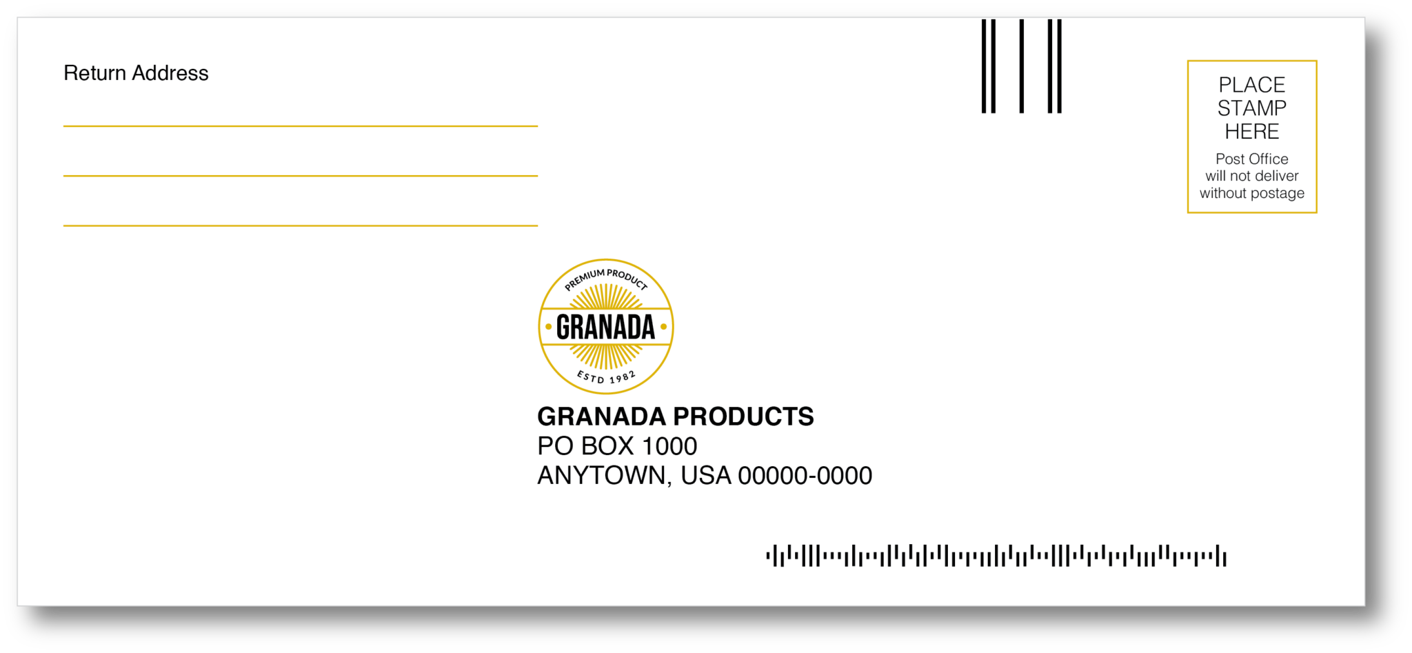 image of an USPS Reply Mail IMbA® (Intelligent Mail barcode Accounting) envelope.